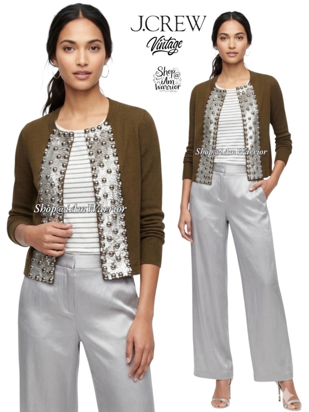 J.Crew Collection *rare* sequin bauble merino wool cardigan sweater